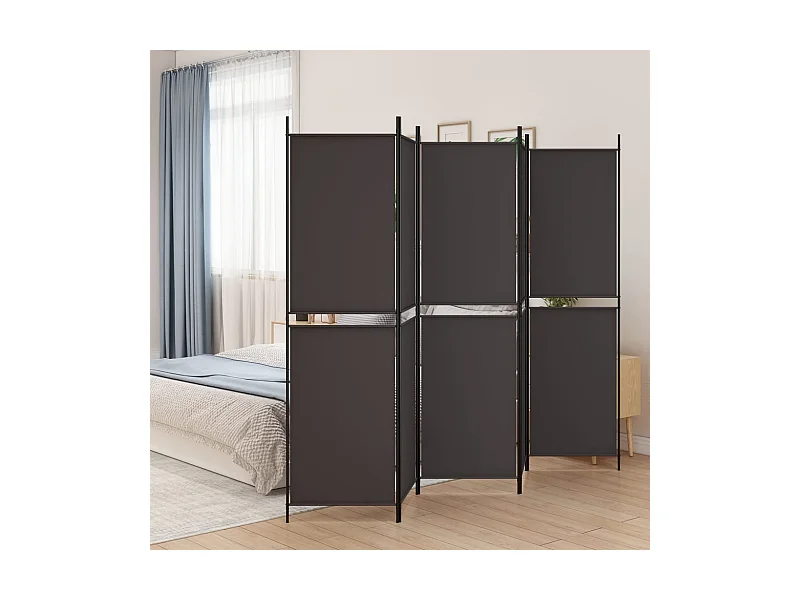 Cloison de séparation 5 panneaux Marron 250x200 Tissu