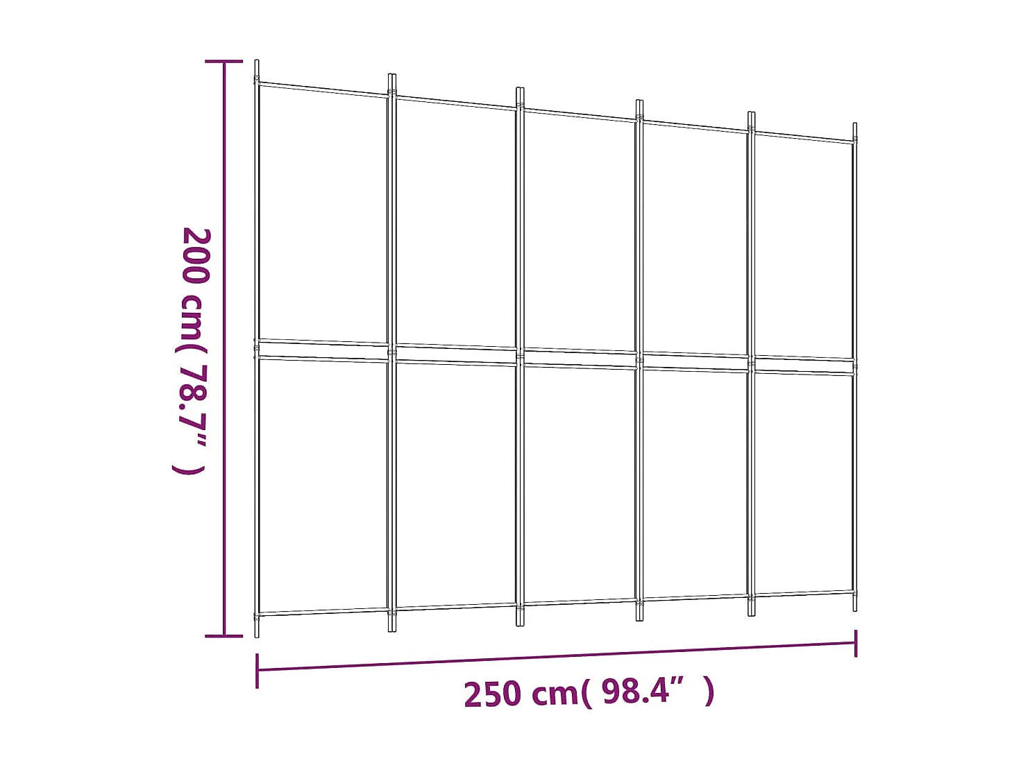 Cloison de séparation 5 panneaux Marron 250x200 Tissu