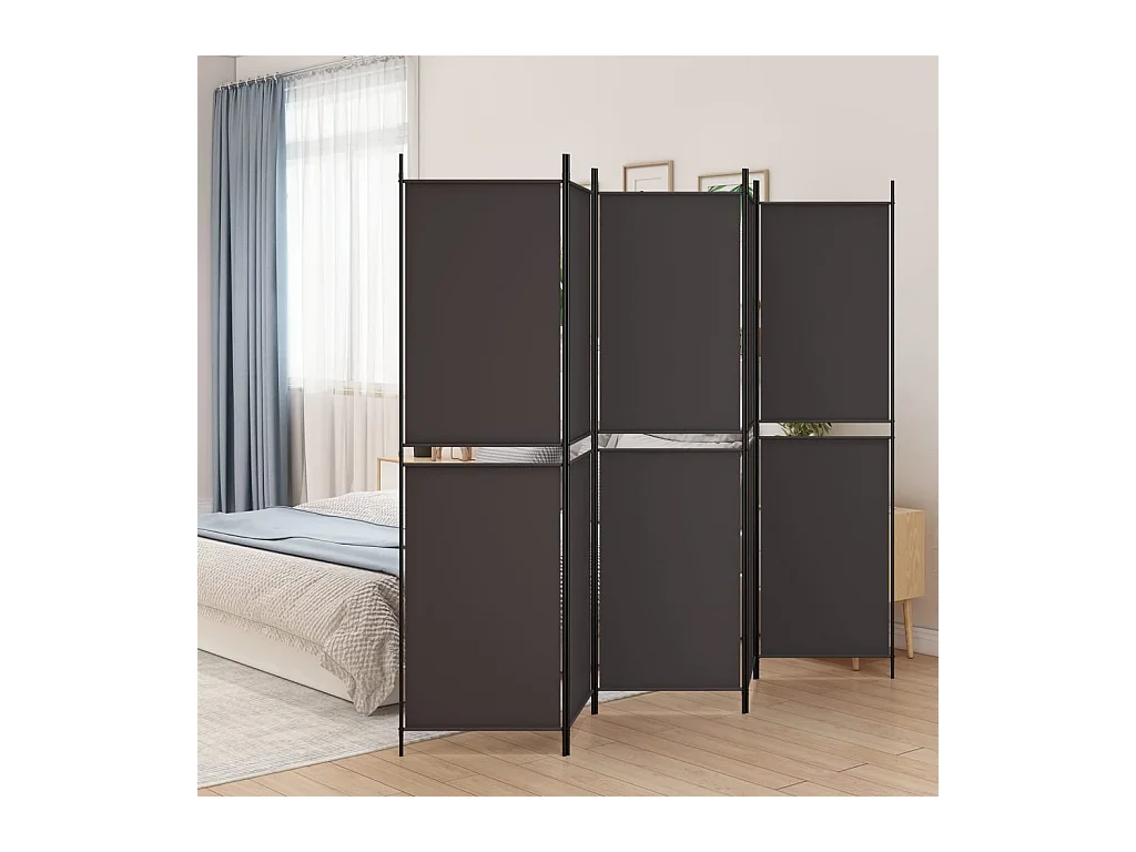 Cloison de séparation 5 panneaux Marron 250x200 Tissu