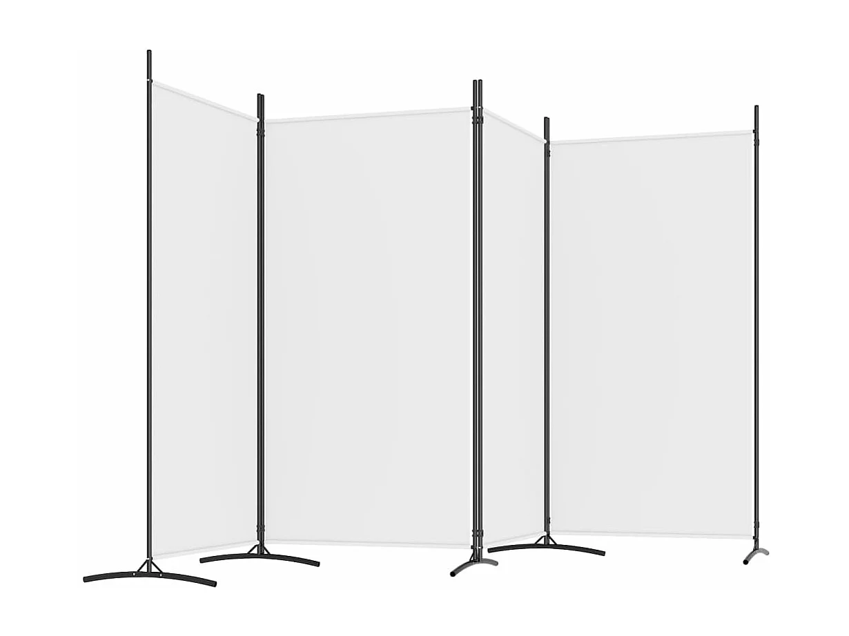 Cloison de séparation 4 panneaux Blanc 346x180 Tissu