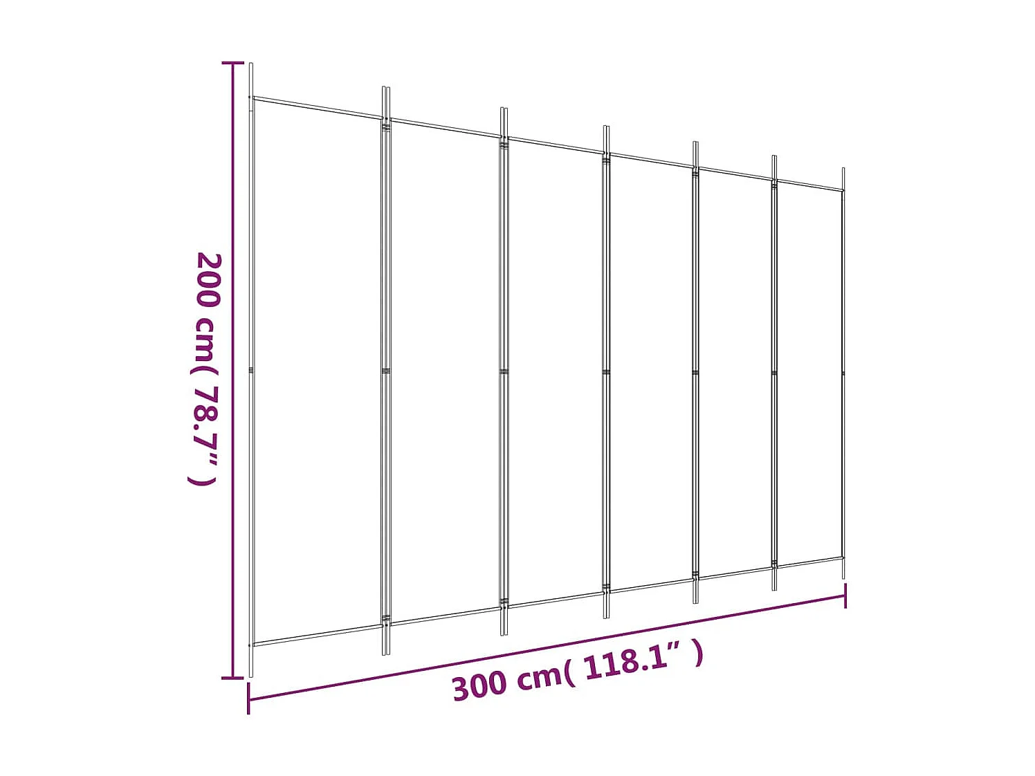 Cloison de séparation 6 panneaux Blanc 300x200 Tissu