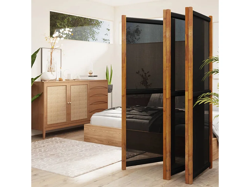 Cloison de séparation 5 panneaux Noir 350x180