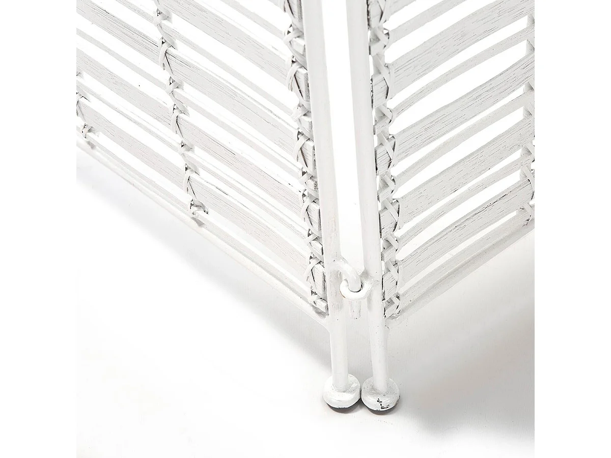 Biombo de 3 hojas de mimbre blanco y metal