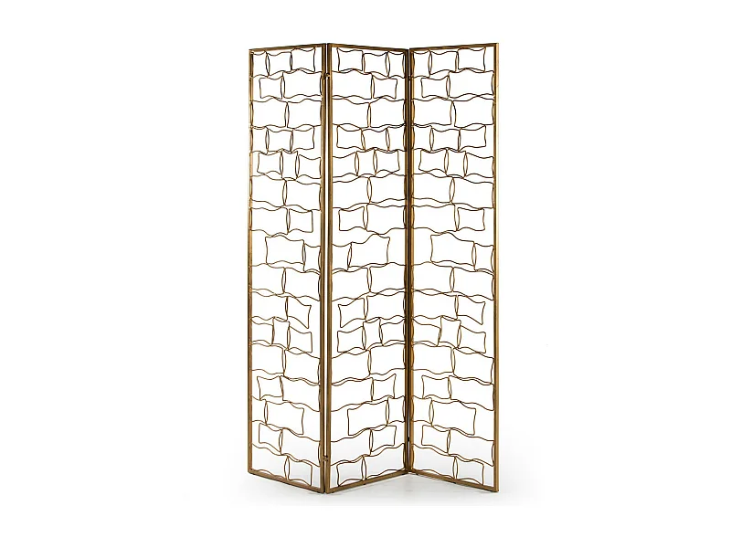Paravent 3 volets métal doré