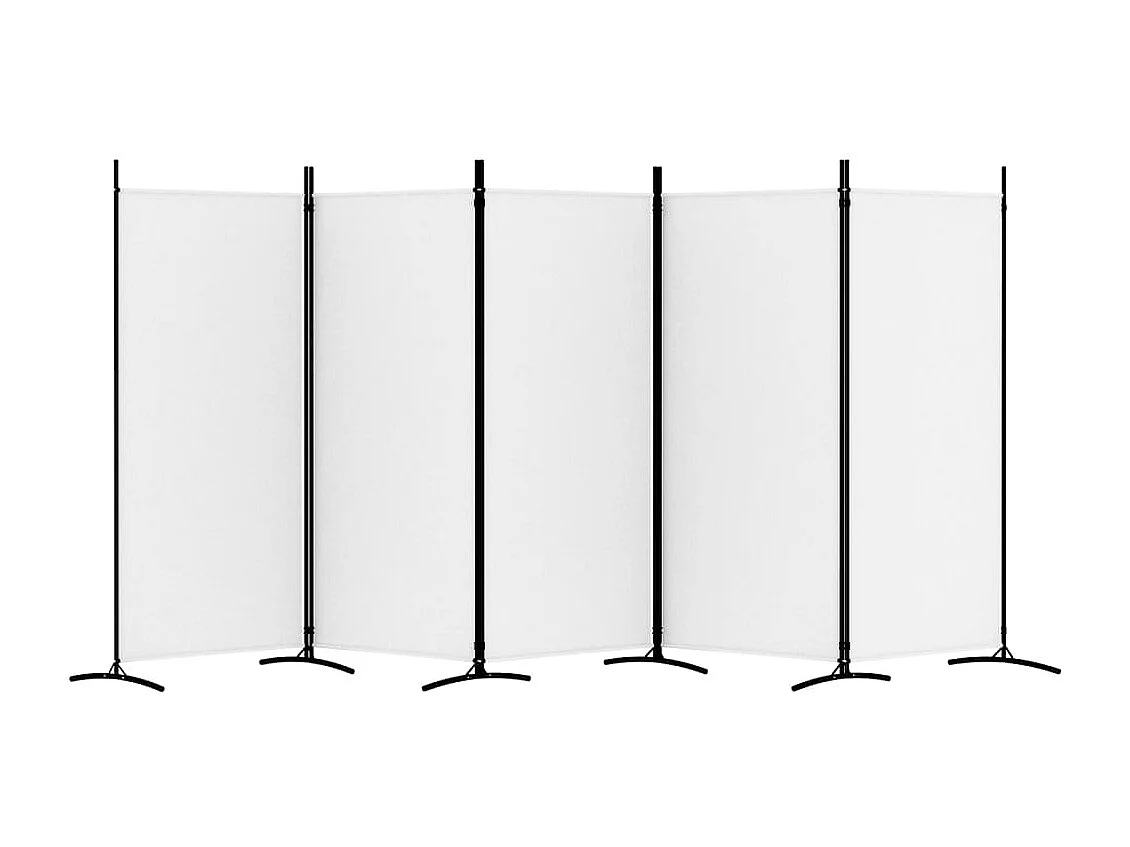 Cloison de séparation 5 panneaux Blanc 433x180 Tissu