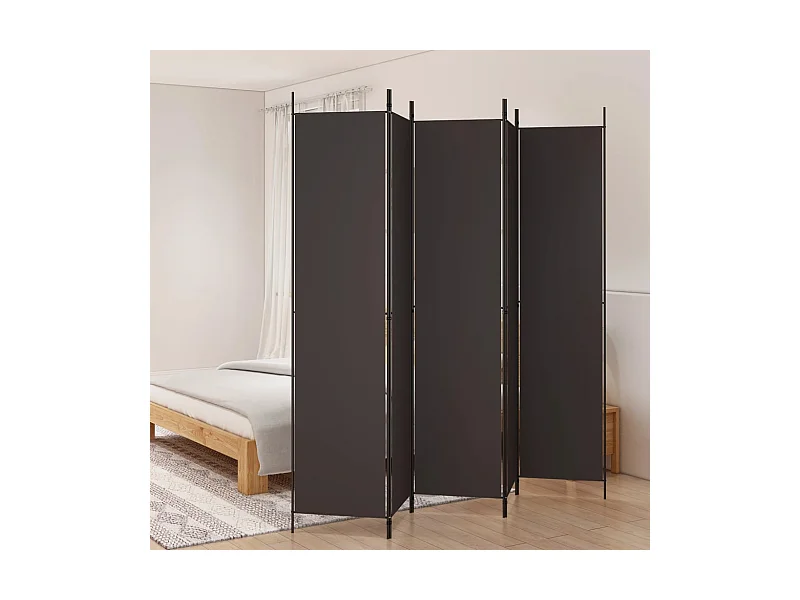 Cloison de séparation 5 panneaux Marron 250x220 Tissu