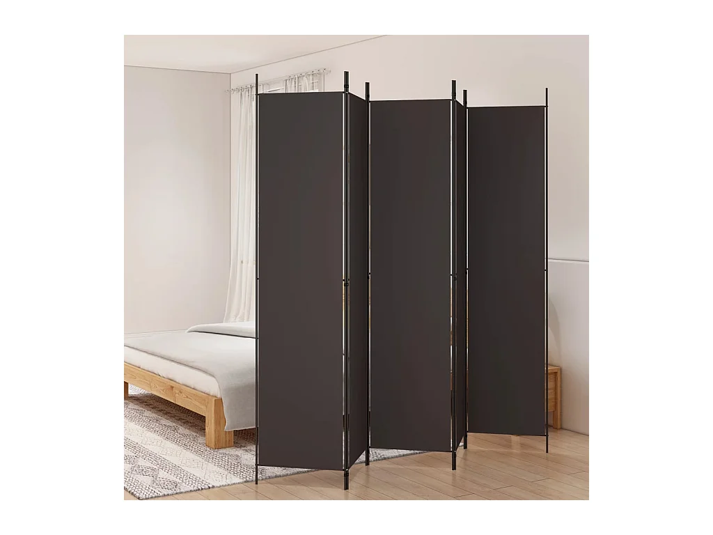 Cloison de séparation 5 panneaux Marron 250x220 Tissu