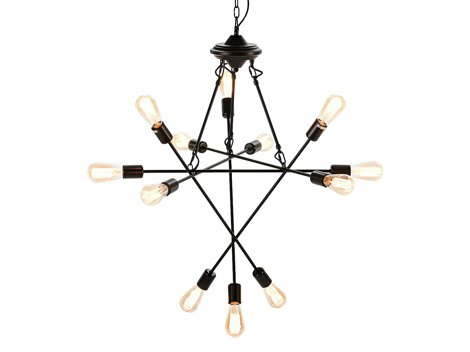 Lampe suspension 12 branches métal noir Gary L73xH92xP73