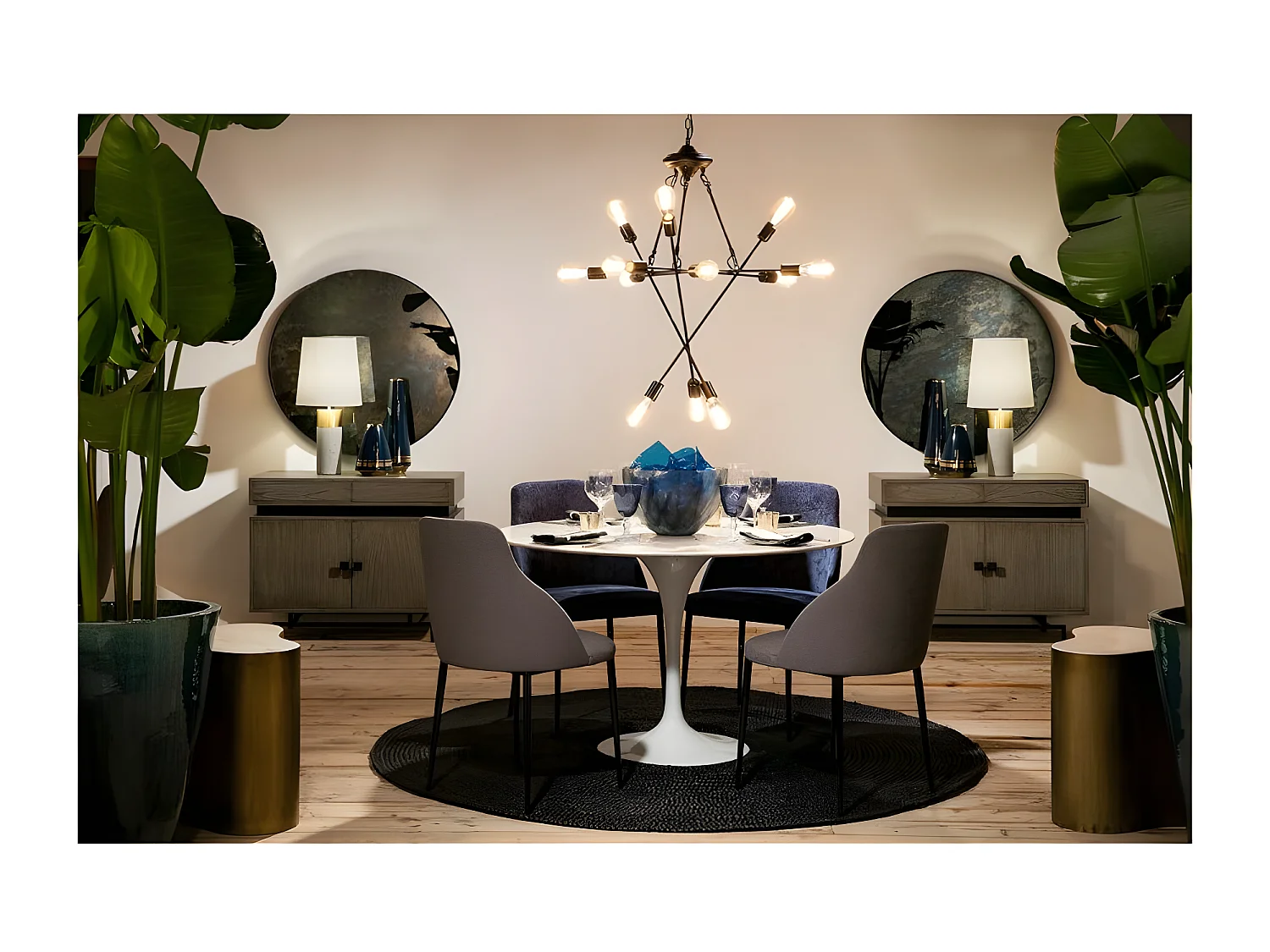 Lampe suspension 12 branches métal noir Gary L73xH92xP73