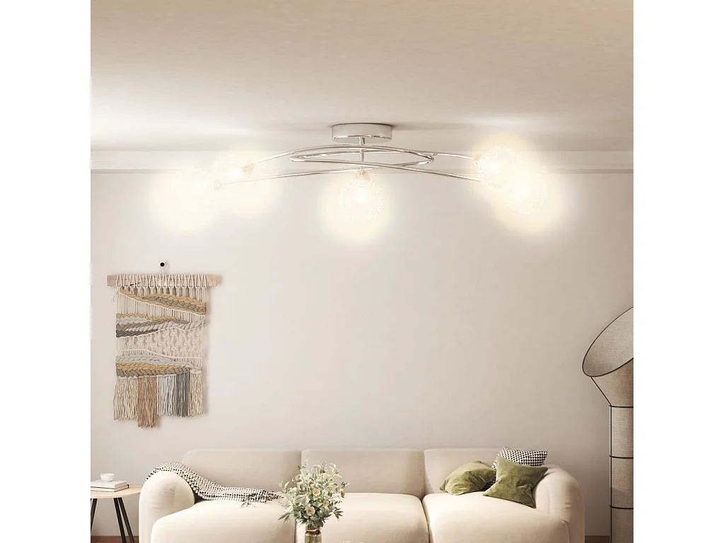 Plafondlamp met gaasdraadkapjes 5xG9