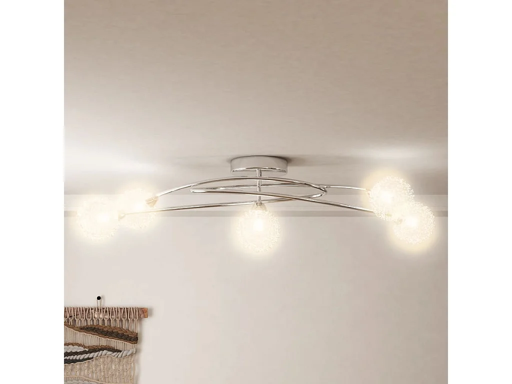 Plafondlamp met gaasdraadkapjes 5xG9