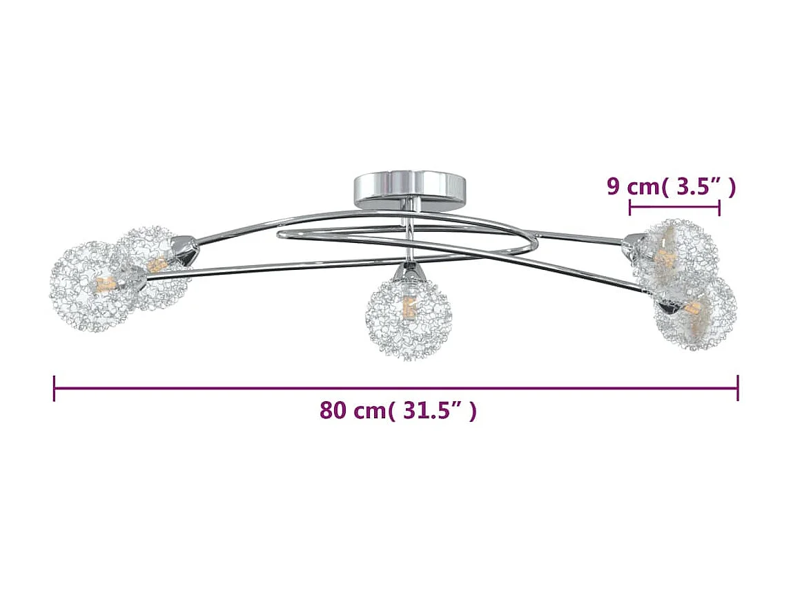 Plafondlamp met gaasdraadkapjes 5xG9