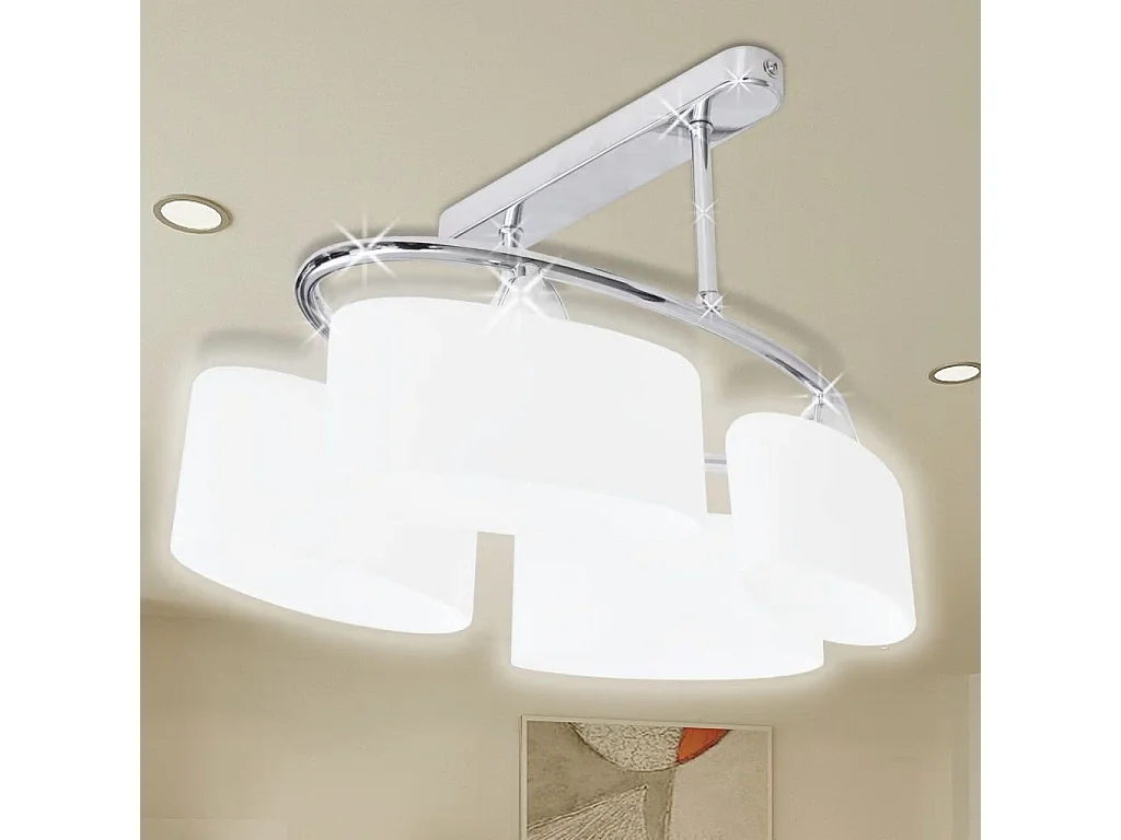 Plafonnier avec abat-jour en verre pour 4 ampoules E14