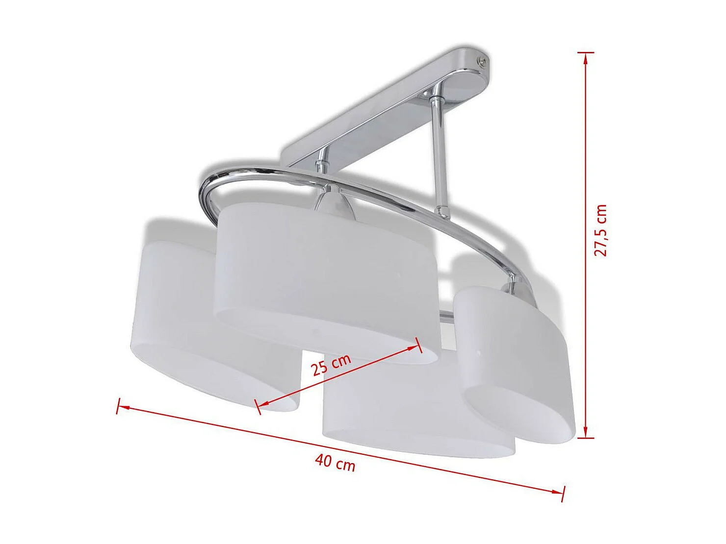 Plafonnier avec abat-jour en verre pour 4 ampoules E14