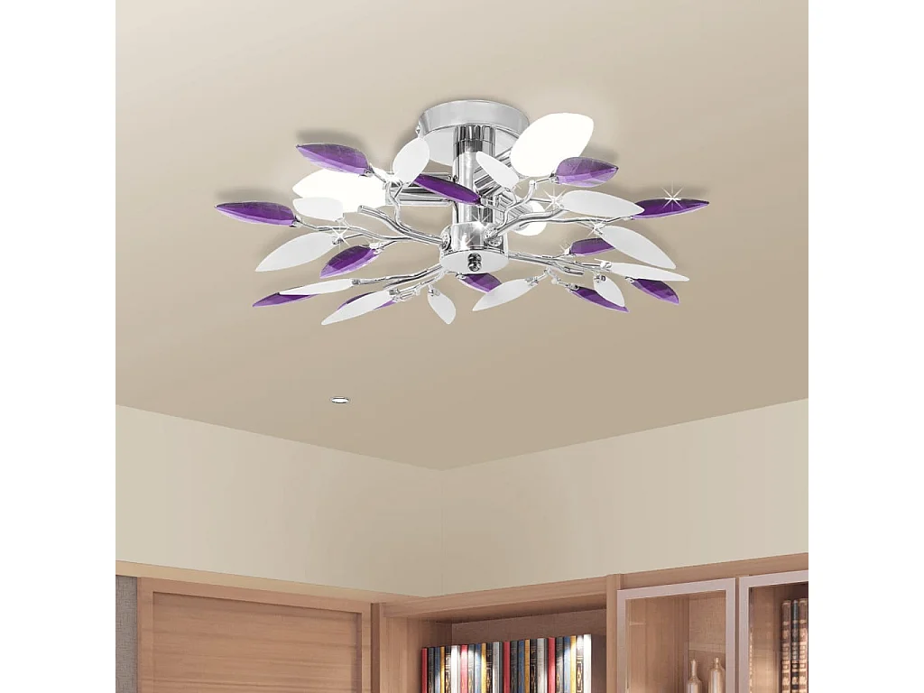 Plafonnier et bras en forme de feuille Acrylique 3 ampoules E14 3