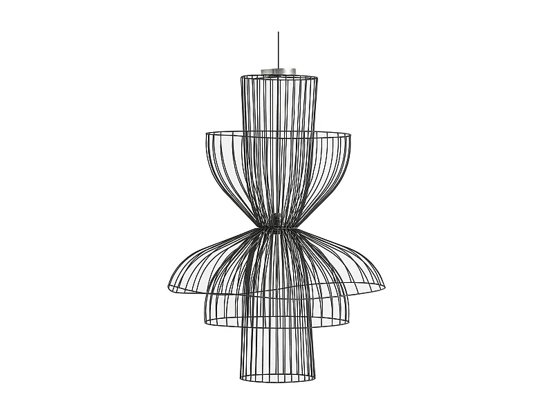 Lámpara de araña divina art déco de metal negro