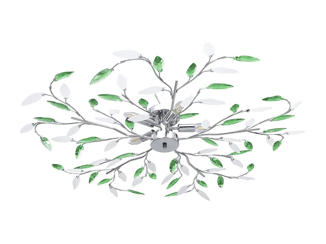 Plafonnier à bras en cristal acrylique 5 ampoules E14 Vert