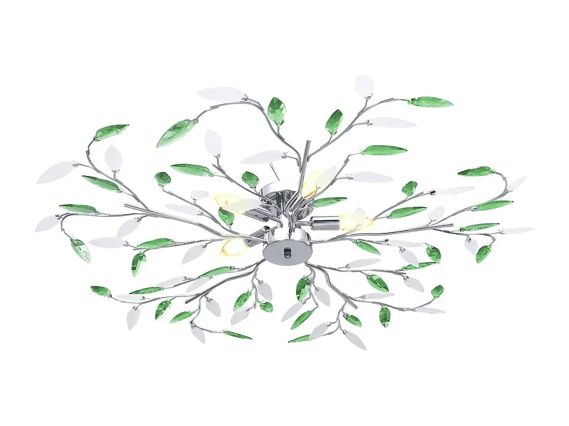 Plafonnier à bras en cristal acrylique 5 ampoules E14 Vert