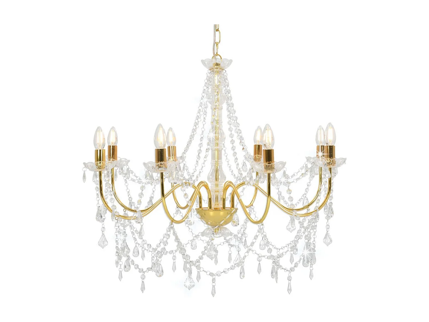 Lustre avec perles Doré 8 ampoules E14