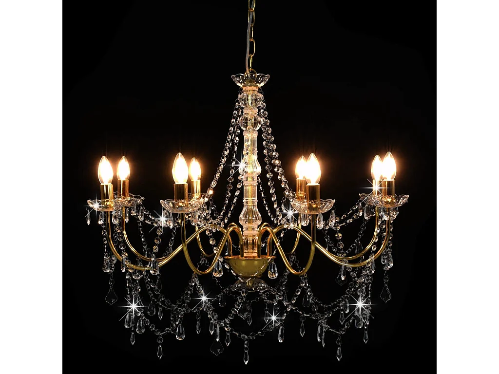 Lustre avec perles Doré 8 ampoules E14