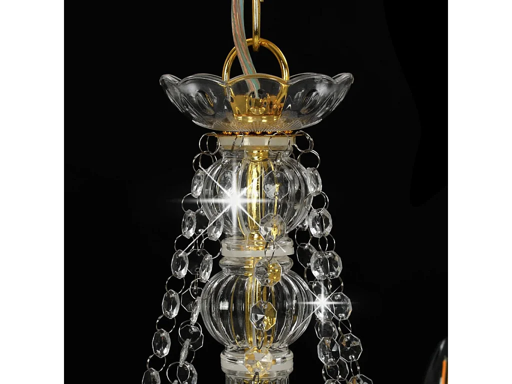 Lustre avec perles Doré 8 ampoules E14