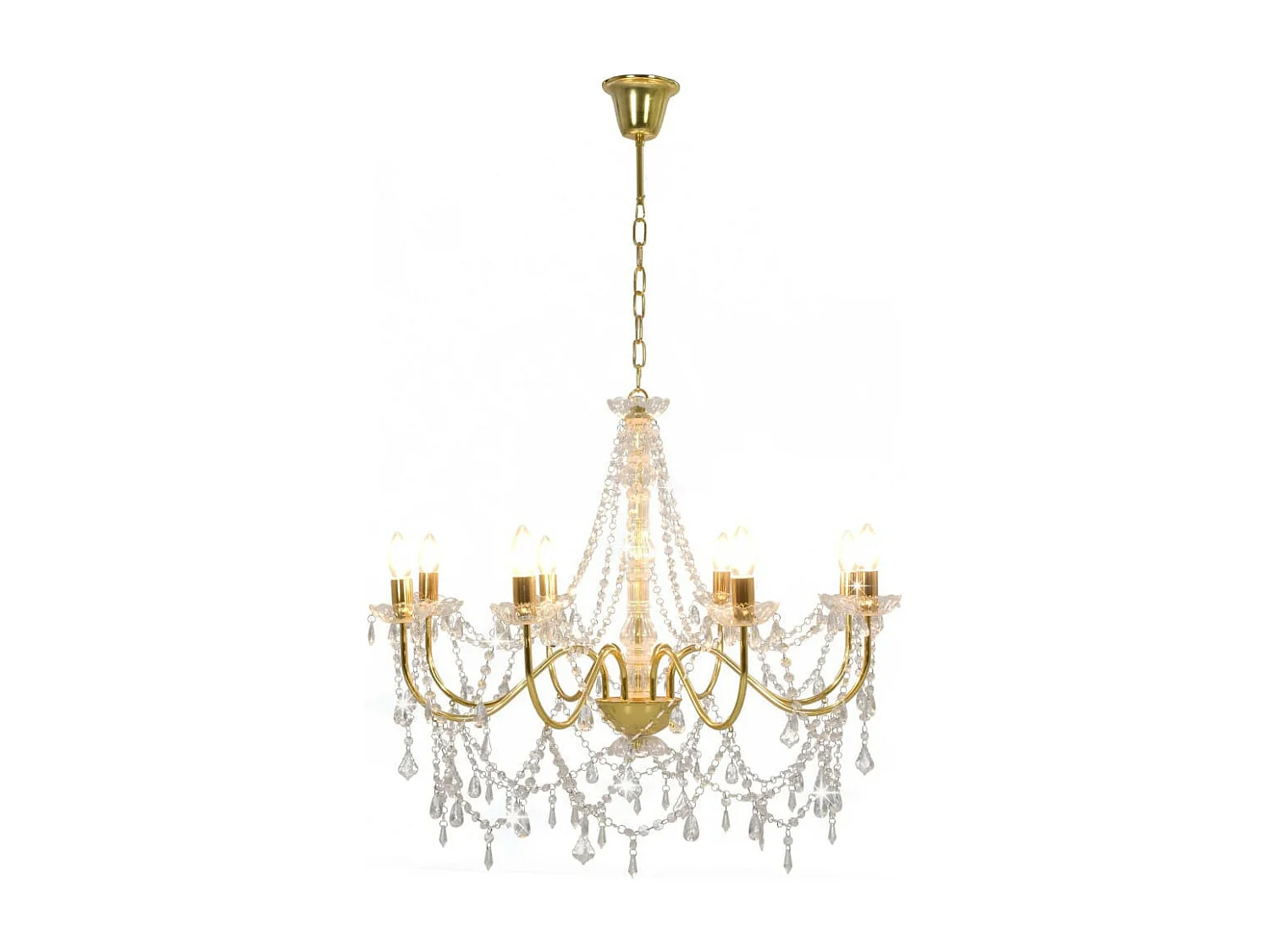 Lustre avec perles Doré 8 ampoules E14