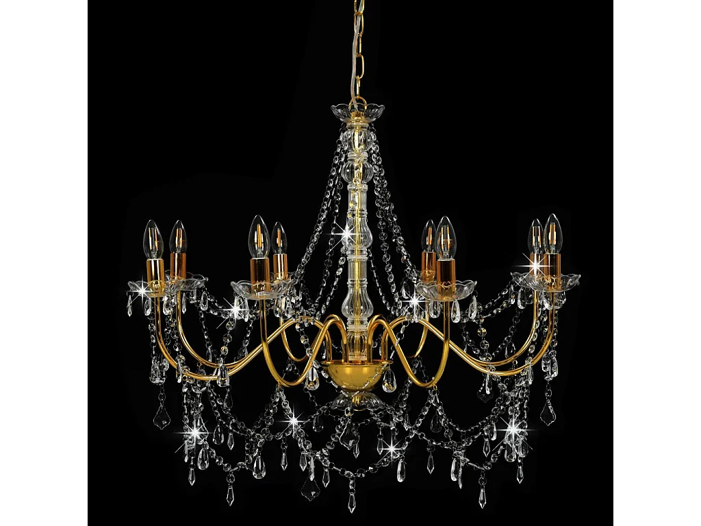 Lustre avec perles Doré 8 ampoules E14