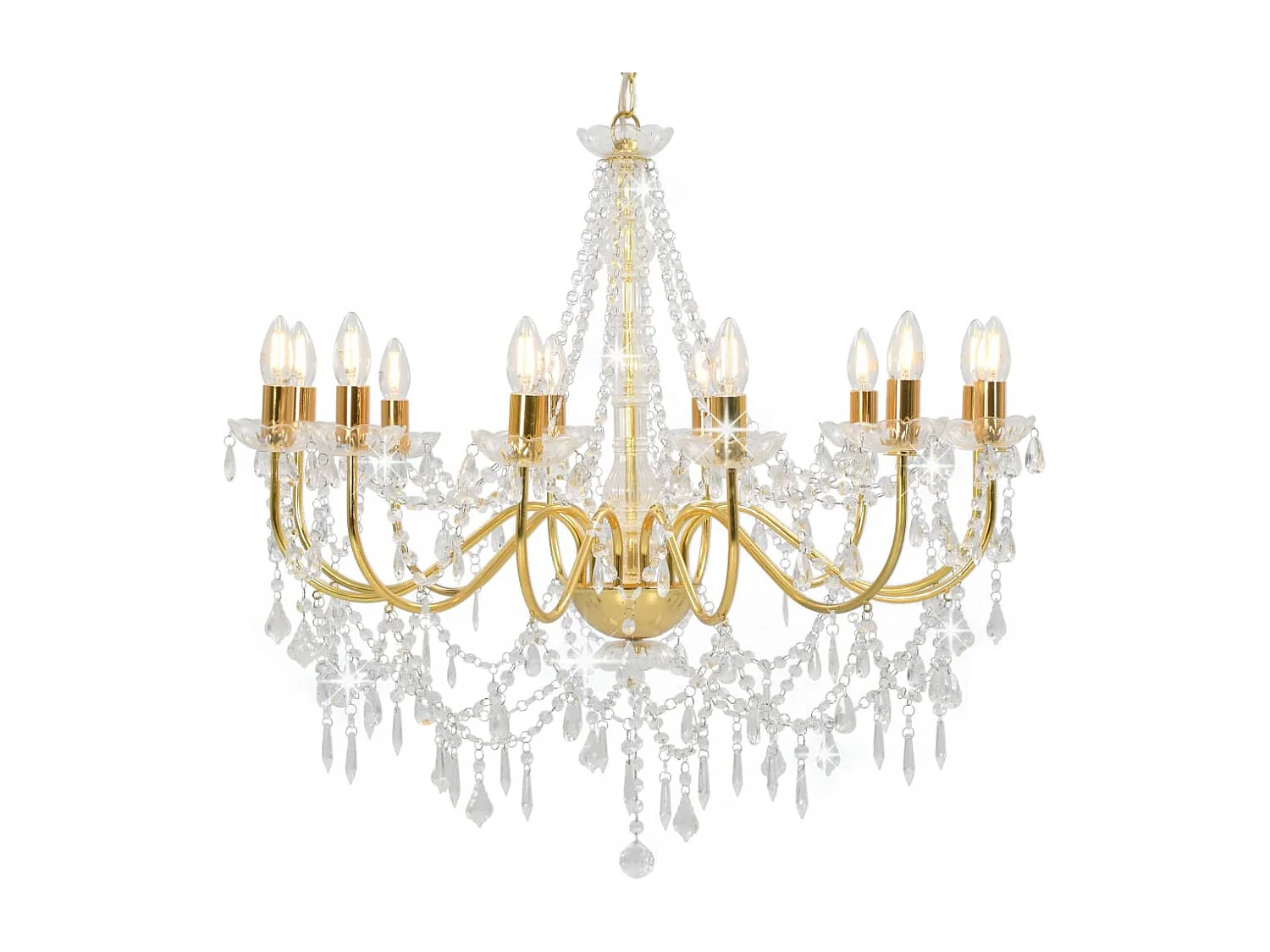 Lustre avec perles Doré 12 ampoules E14