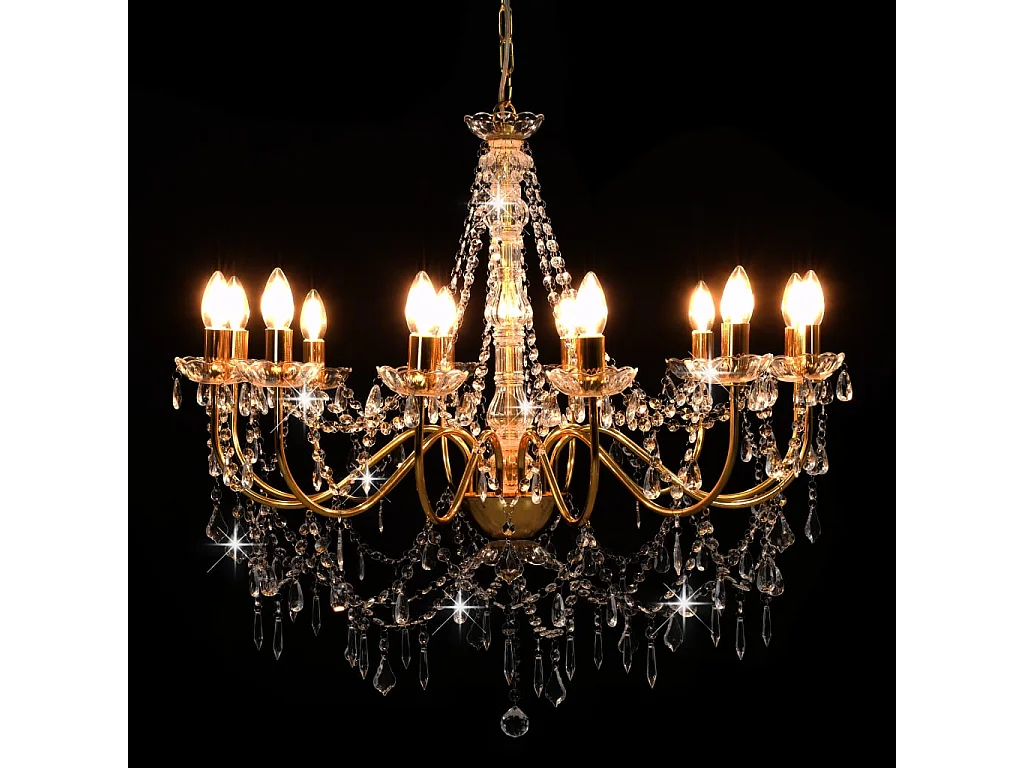 Lustre avec perles Doré 12 ampoules E14