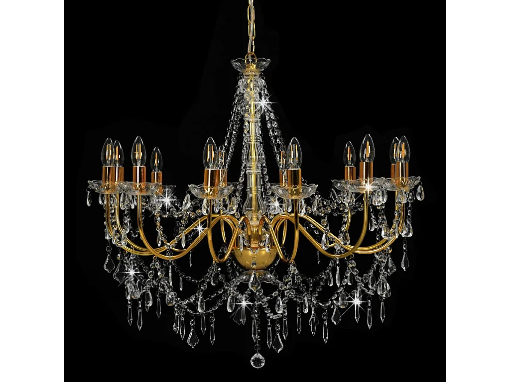 Lustre avec perles Doré 12 ampoules E14