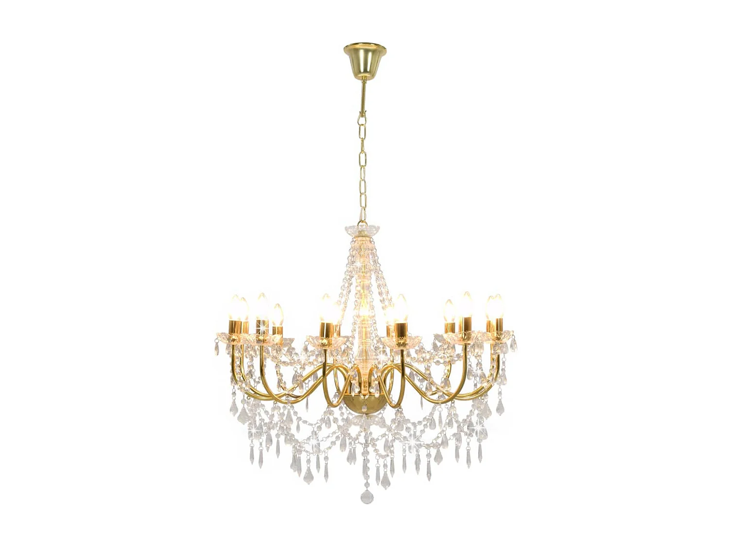 Lustre avec perles Doré 12 ampoules E14