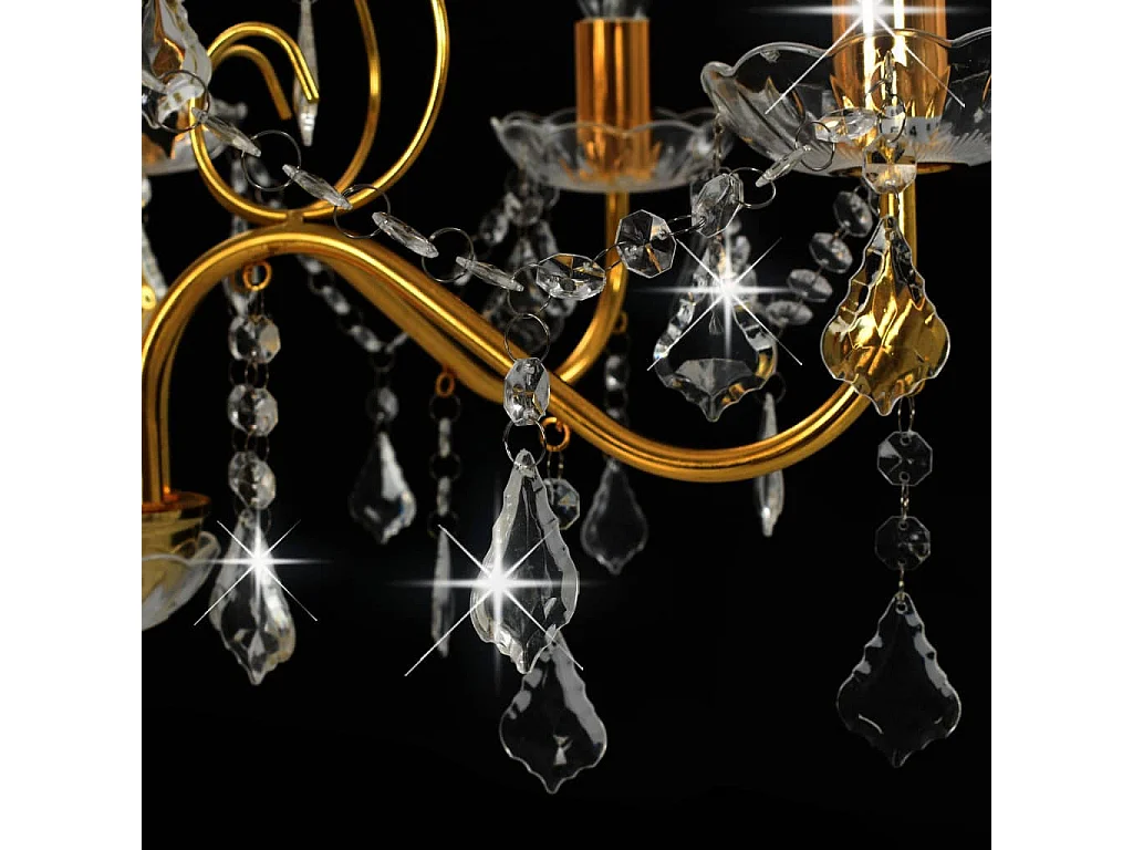 Lustre avec perles de cristal Doré Rond 6 x E14