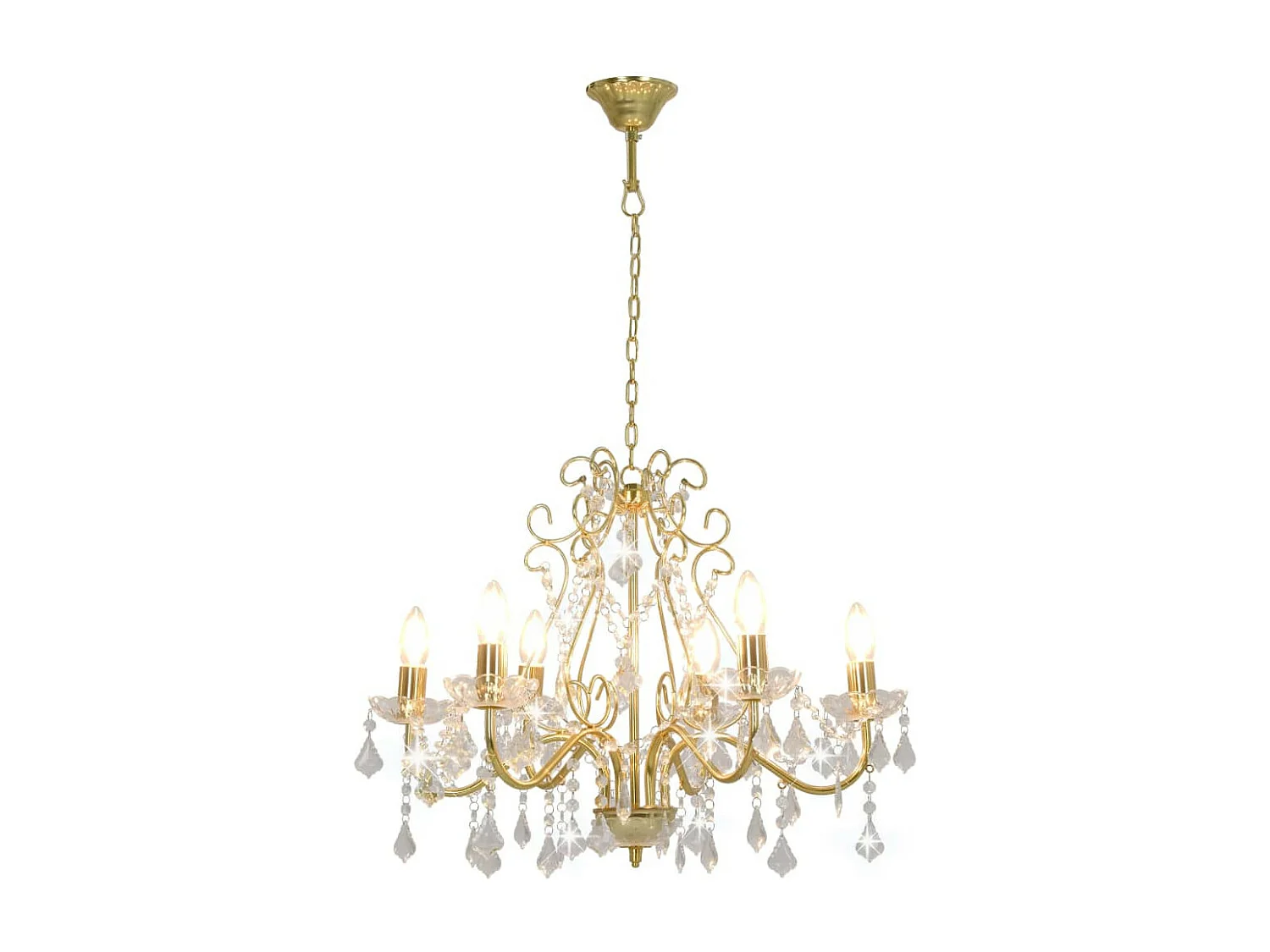 Lustre avec perles de cristal Doré Rond 6 x E14