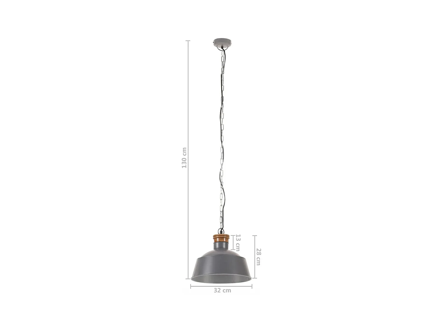 Lampe suspendue industrielle 32cm Gris E27