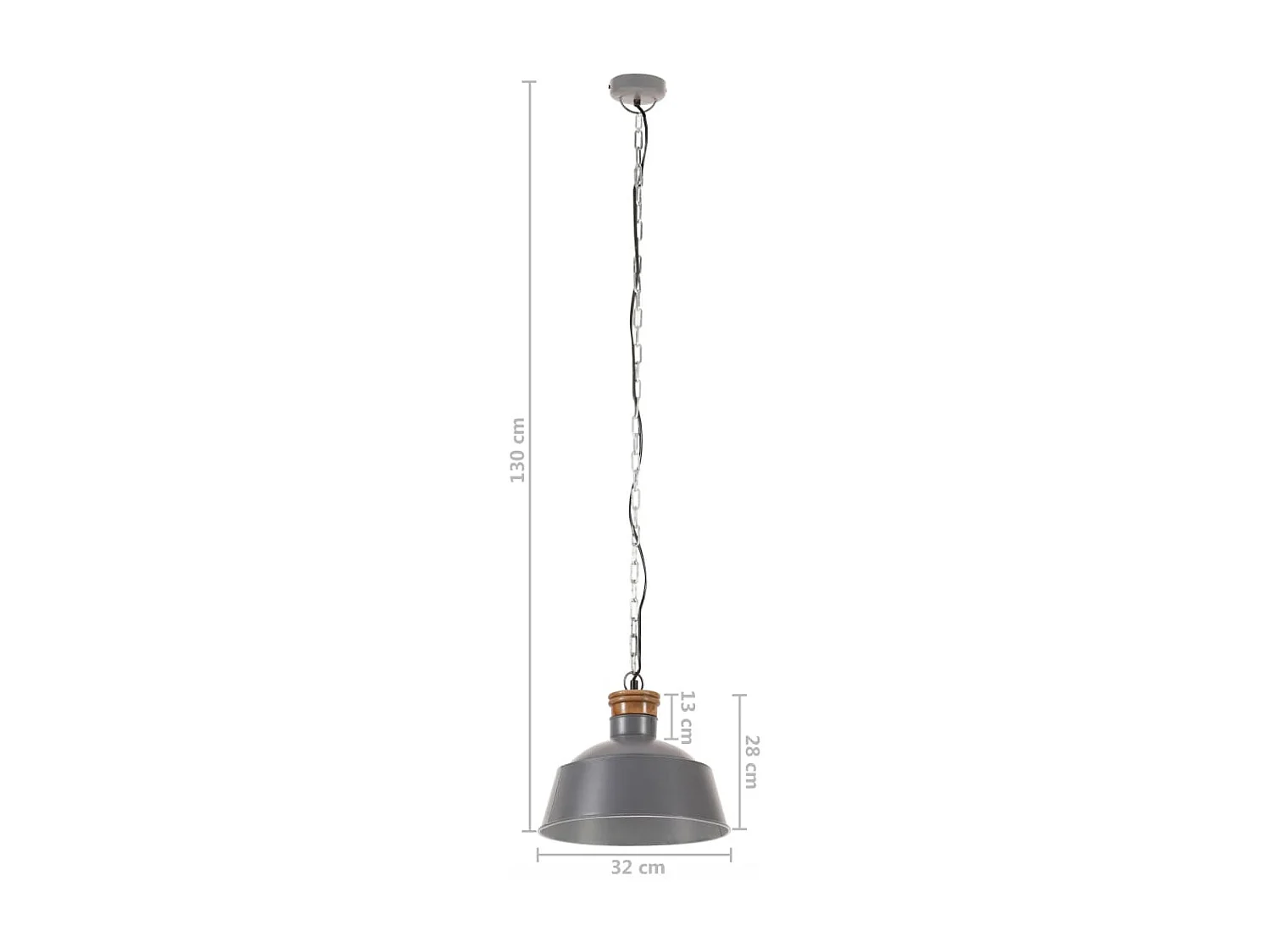 Hanglamp industrieel E27 32 cm grijs