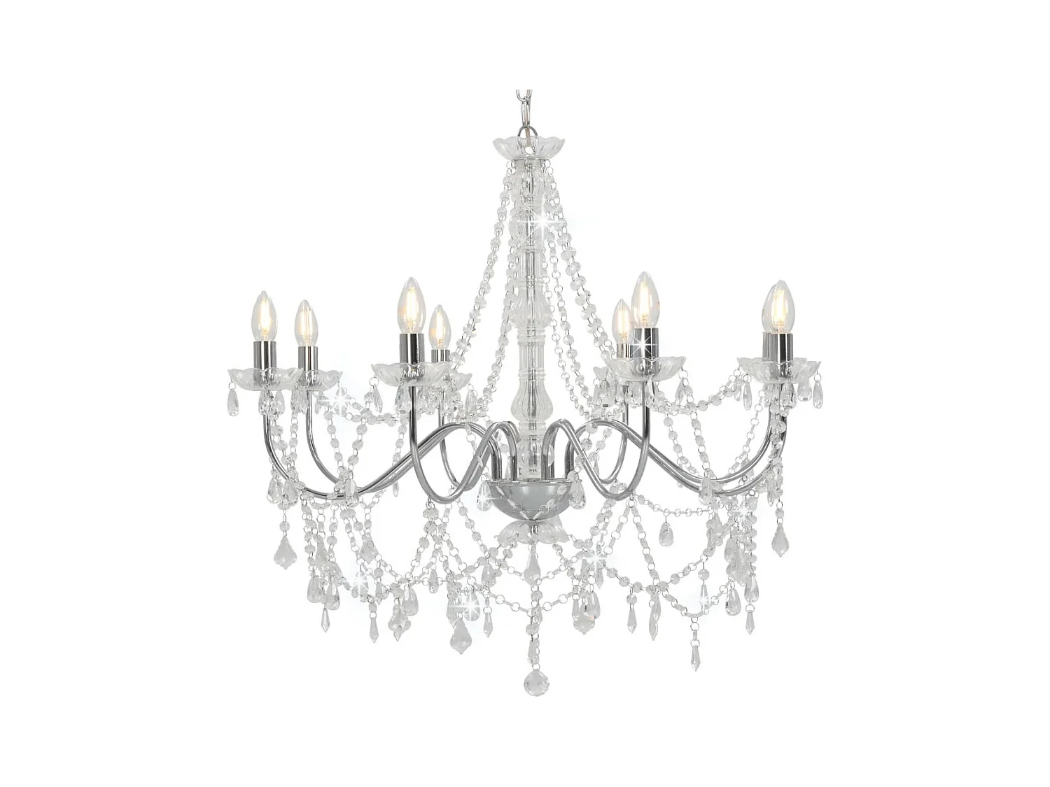Lustre avec perles Argenté 8 ampoules E14