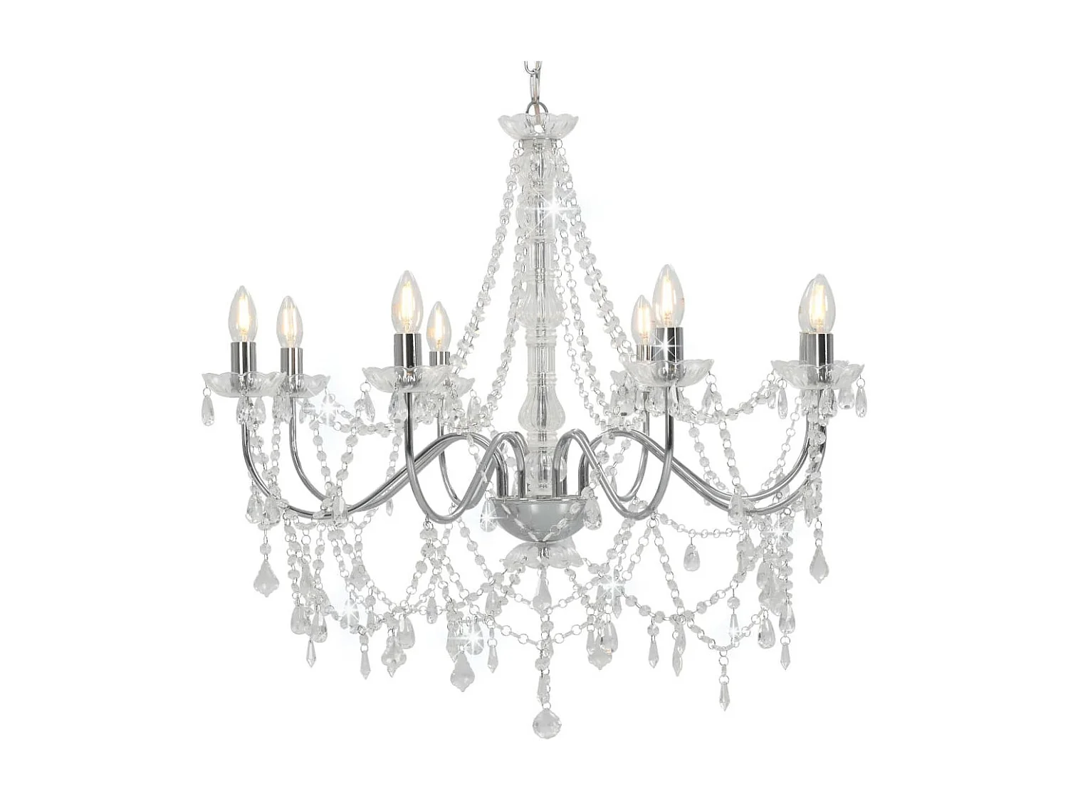 Lustre avec perles Argenté 8 ampoules E14