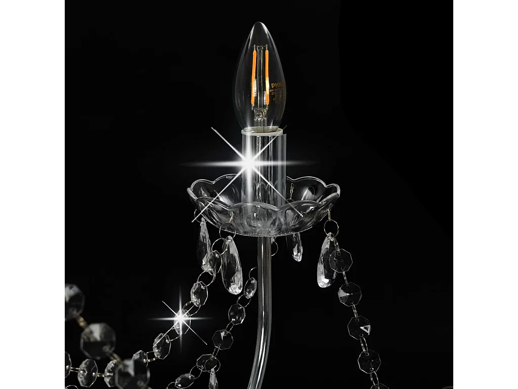 Lustre avec perles Argenté 8 ampoules E14