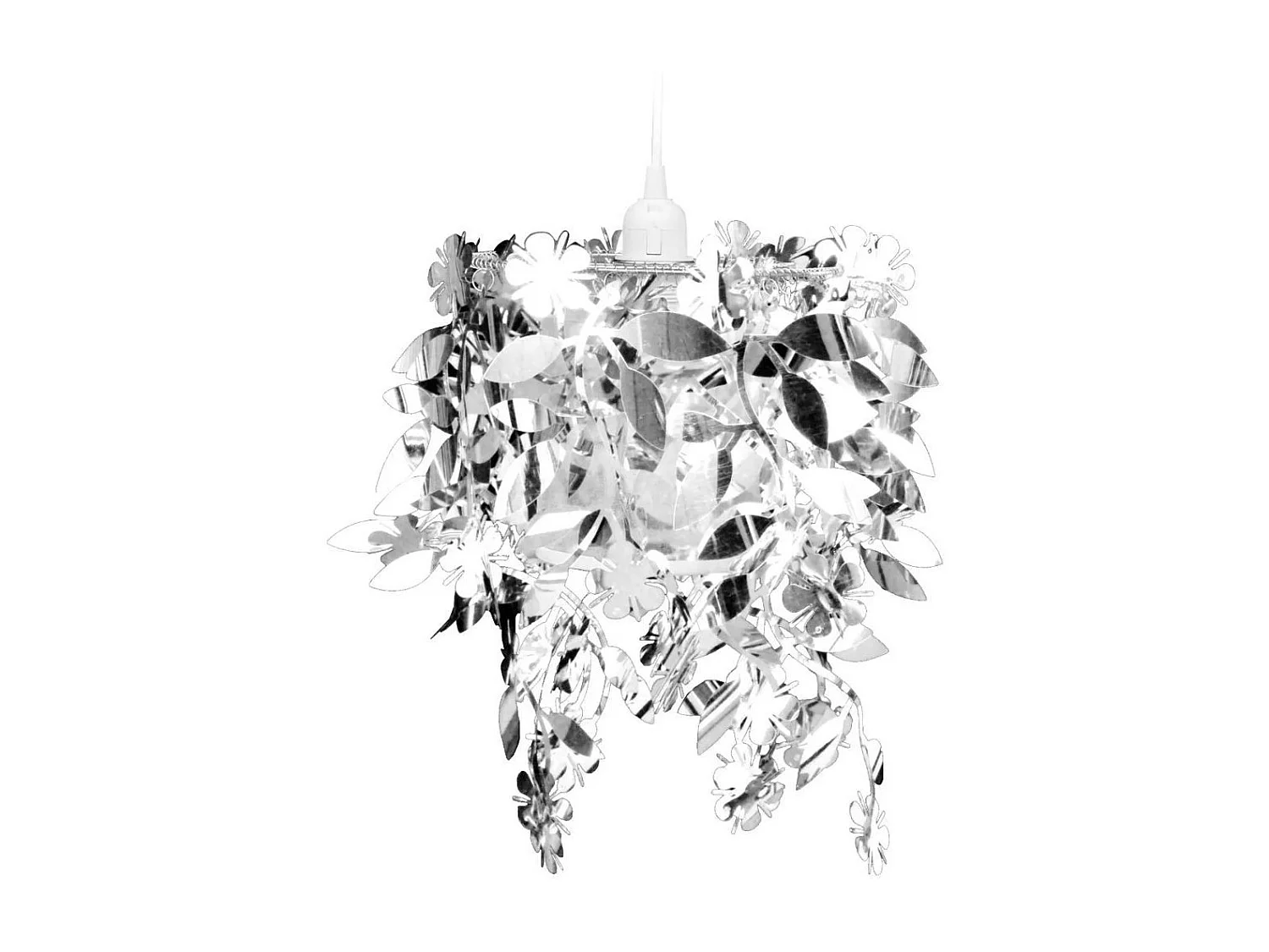 Lustre suspendu à feuilles paillette 21,5x30 Argenté