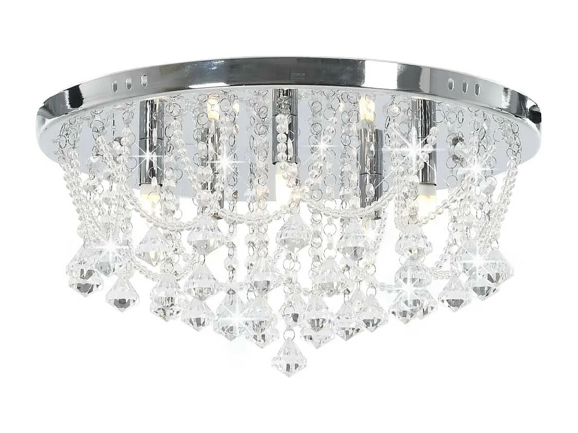 Plafonnier avec perles de cristal Argenté Rond 4 ampoules G9 2