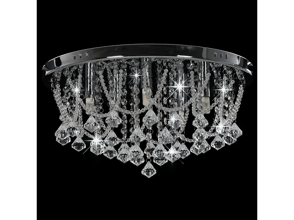 Plafonnier avec perles de cristal Argenté Rond 4 ampoules G9 2