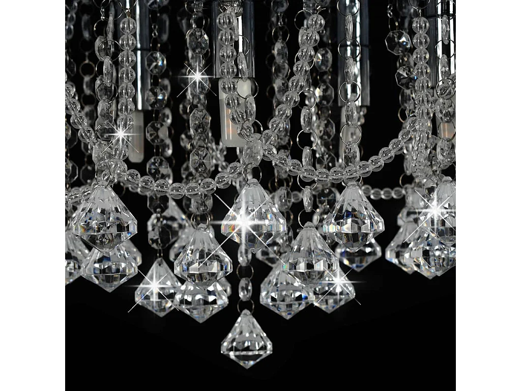 Plafonnier avec perles de cristal Argenté Rond 4 ampoules G9 2