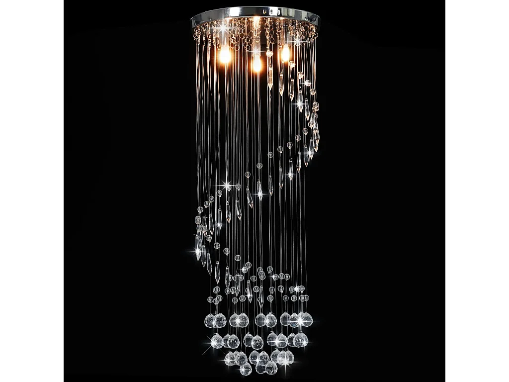 Plafonnier avec perles de cristal Argenté Spirale G9