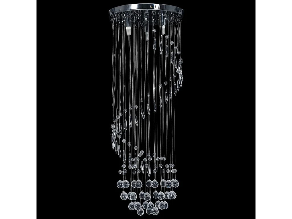 Plafonnier avec perles de cristal Argenté Spirale G9