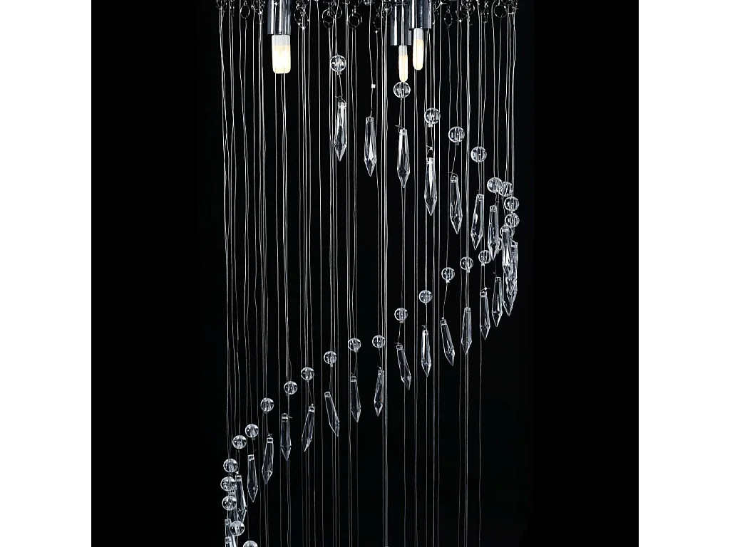 Plafonnier avec perles de cristal Argenté Spirale G9