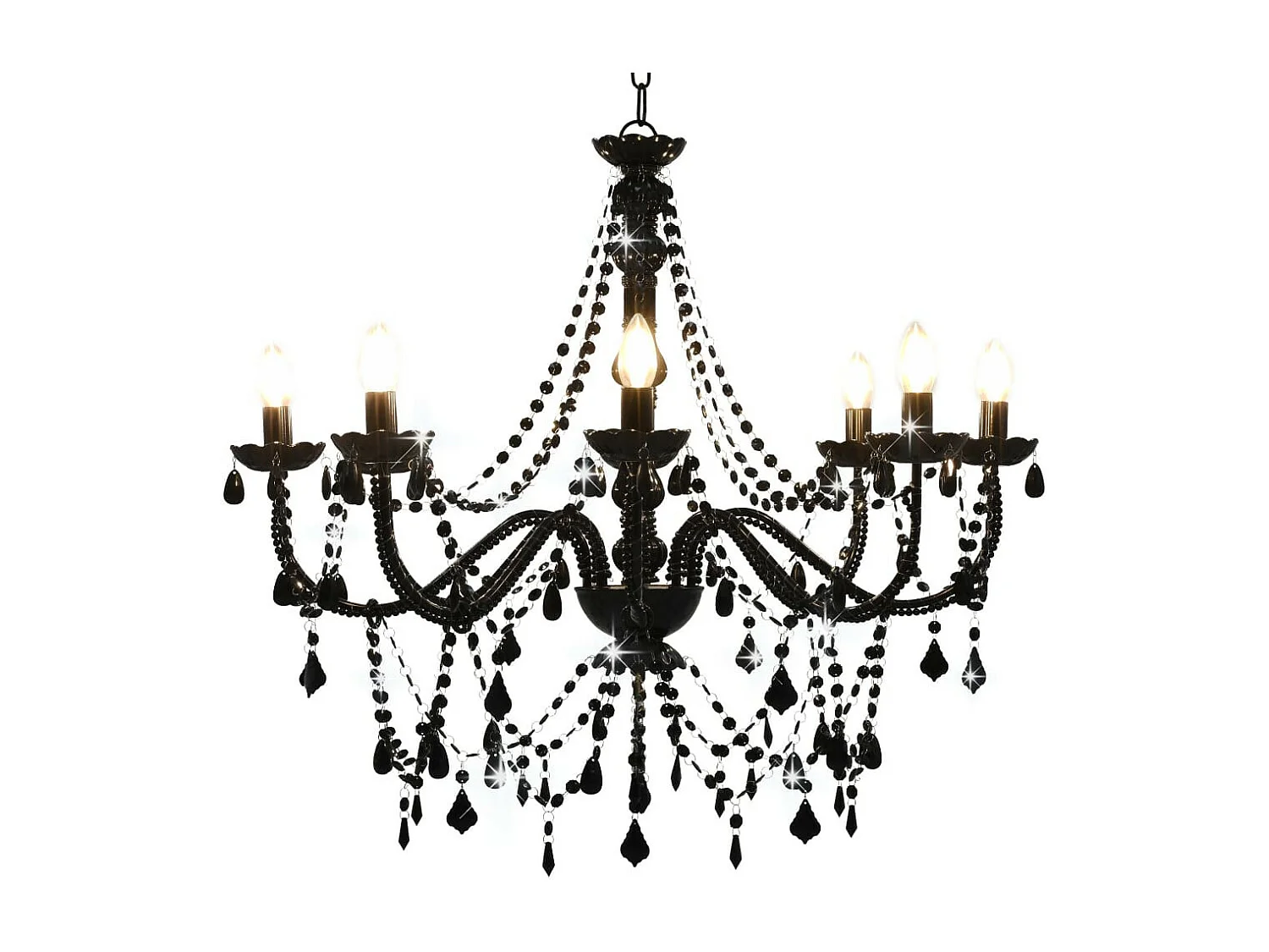 Lustre à perles Noir 8 ampoules E14