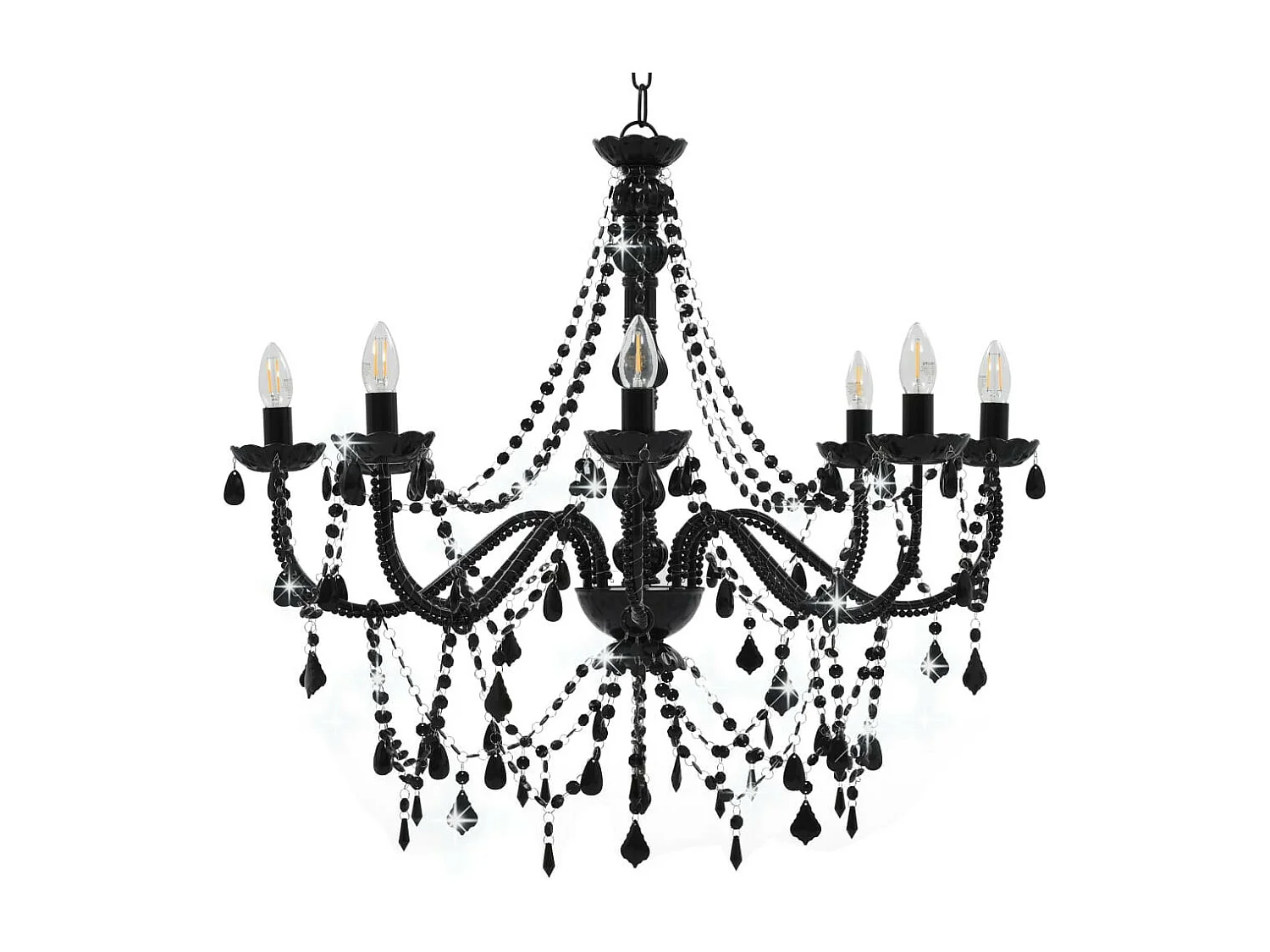 Lustre à perles Noir 8 ampoules E14