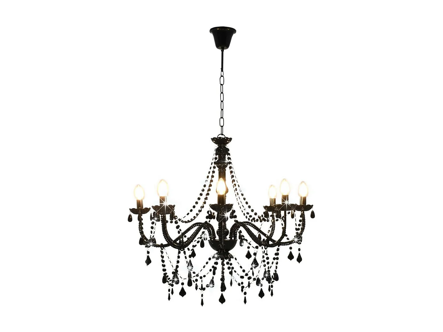 Lustre à perles Noir 8 ampoules E14