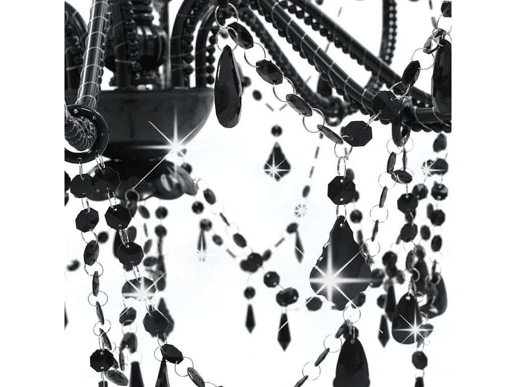 Lustre à perles Noir 8 ampoules E14