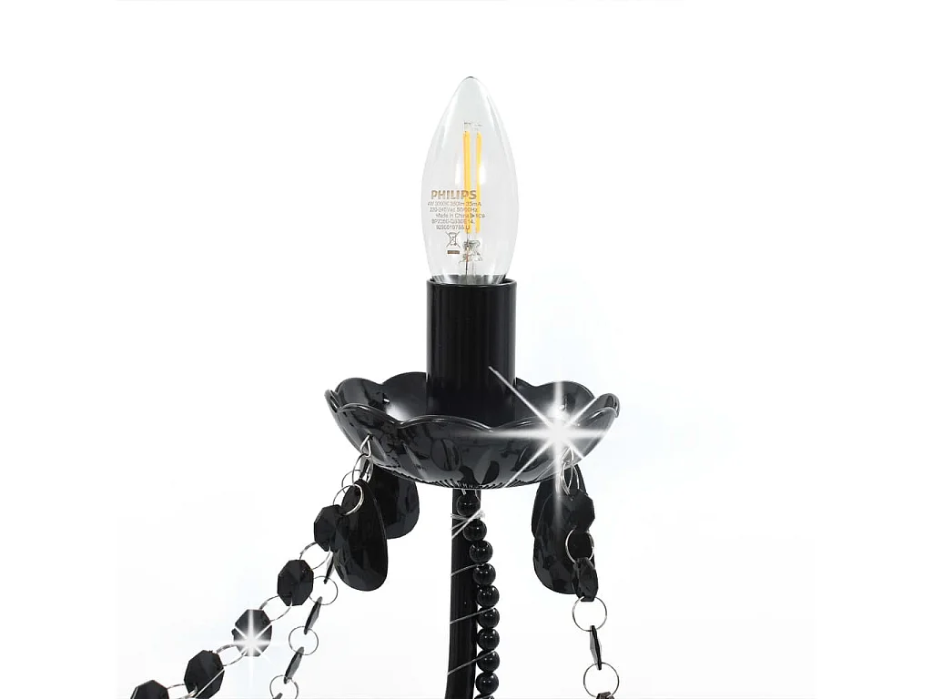 Lustre à perles Noir 8 ampoules E14